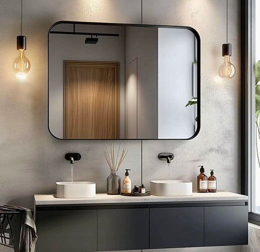 48"x32" Rectangular mirror in black