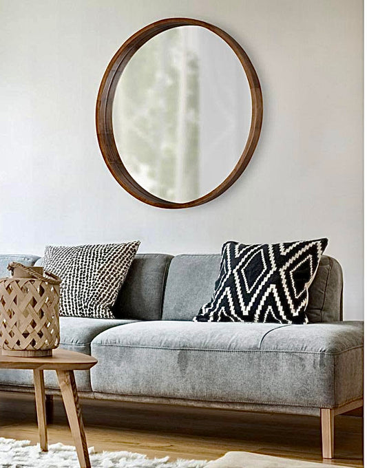 Hutton 36" round rustic brown mirror