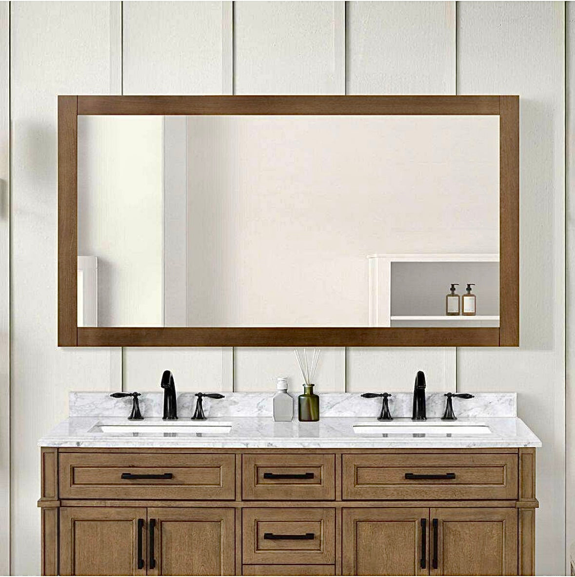 Caville 60"x32" rectangular mirror in almond toffee