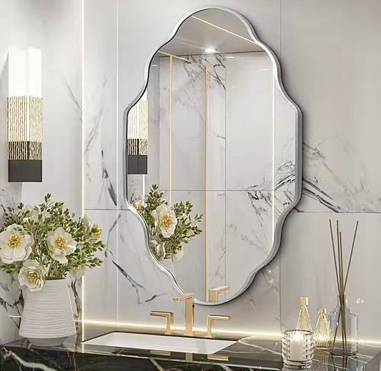 18"x24" scalloped silver mirror