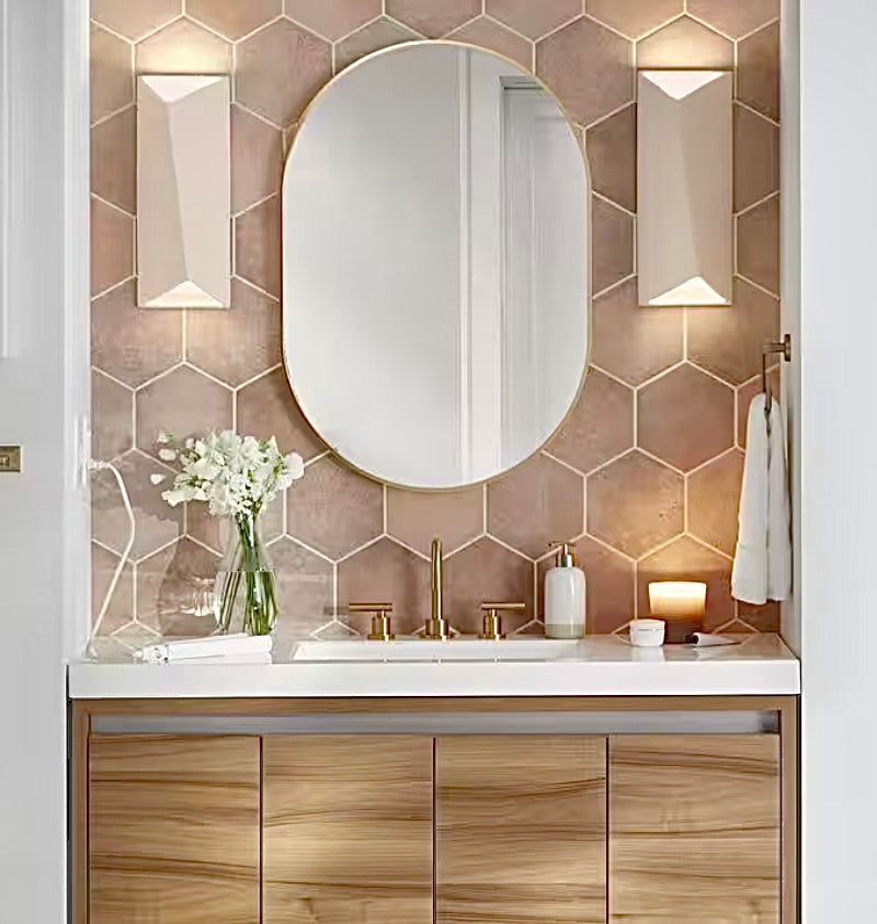Medium oval gold mirror
