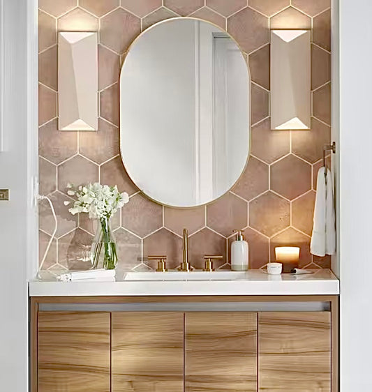 Medium oval gold mirror