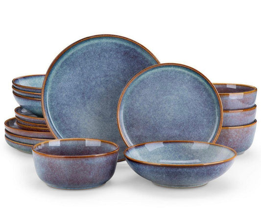 16 piece bluish gray dinnerware set