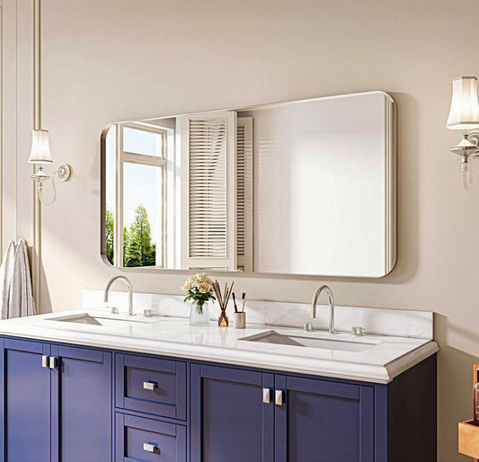 60"x28" silver aluminum framed mirror