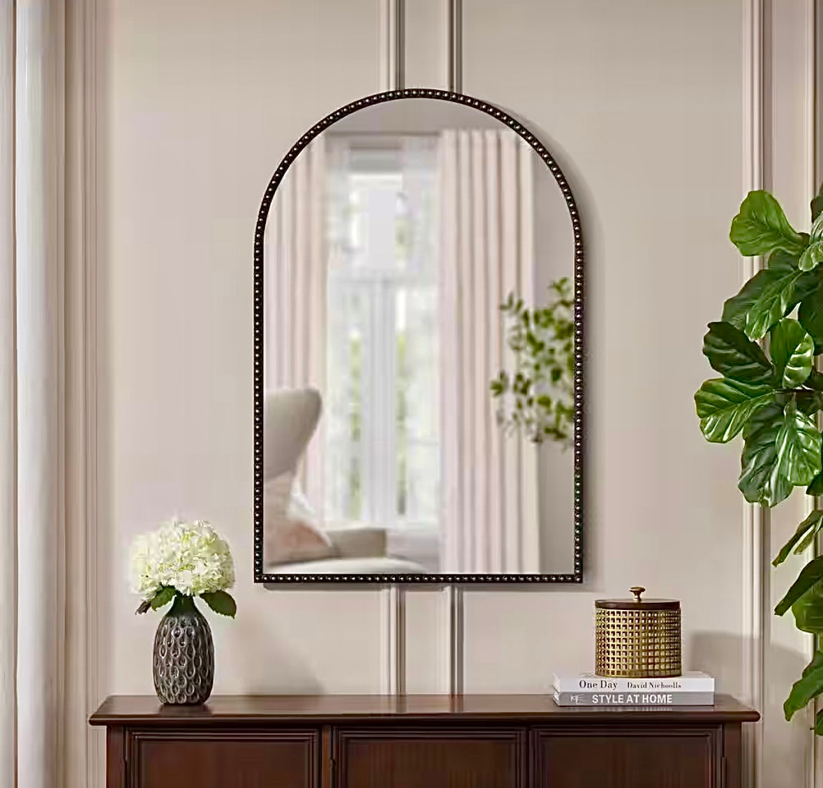 35"x24" Bronzed arched mirror