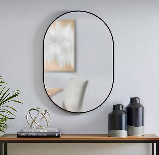 22"x32" Black oval mirror