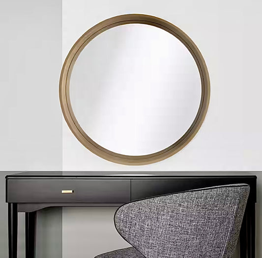 24" round wood mirror