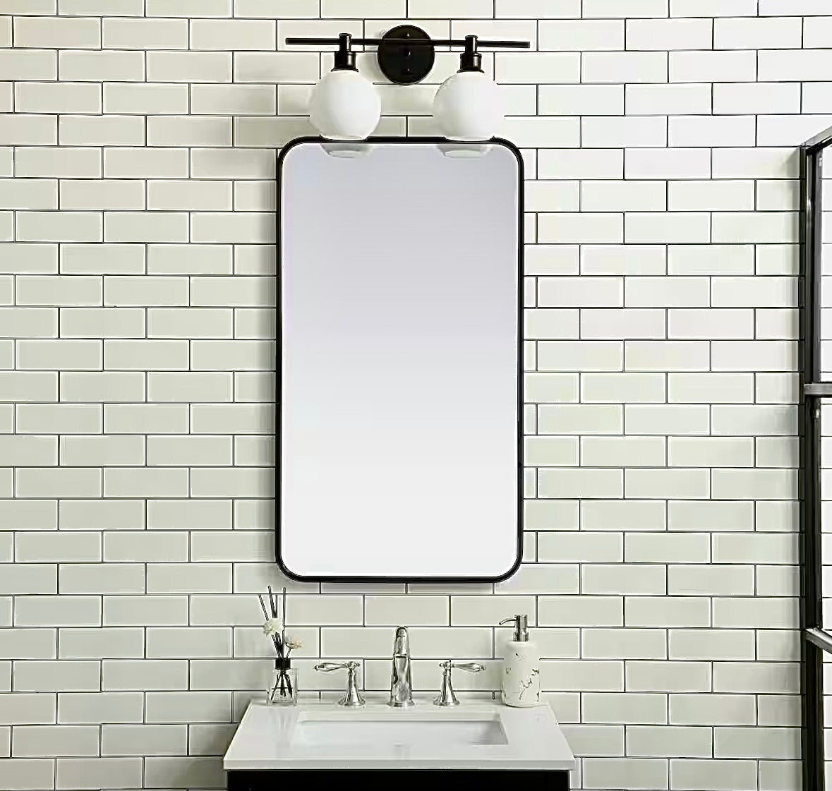 Timeless home 20"x36" black metal mirror