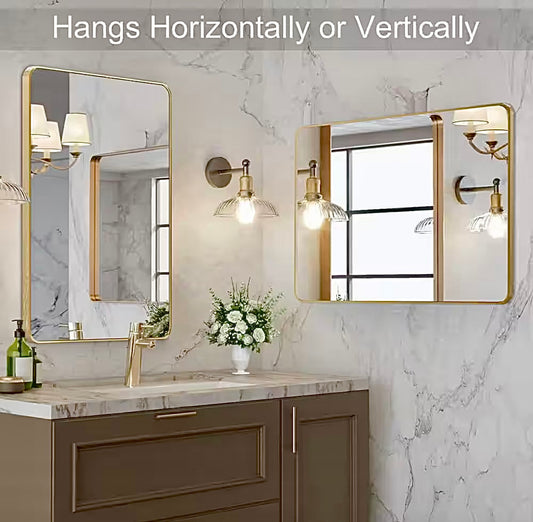 30"x40.2" rectangular square gold mirror
