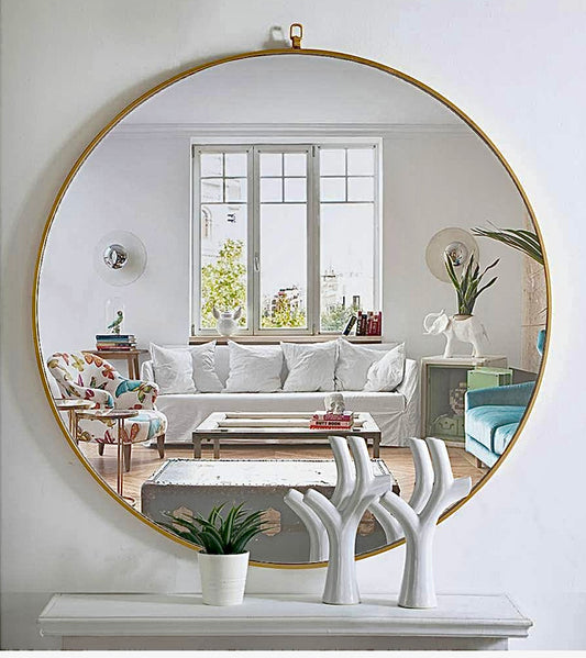 48" round gold mirror