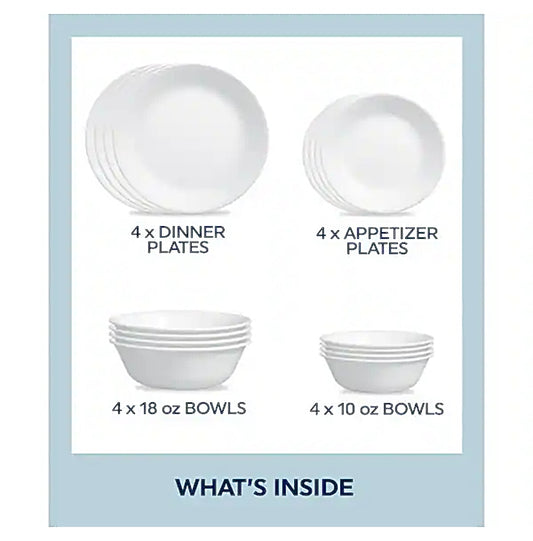Corelle white dish set