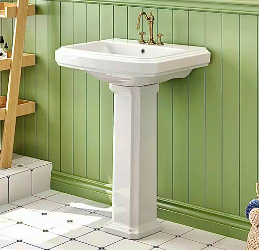 23” pedestal sink in white