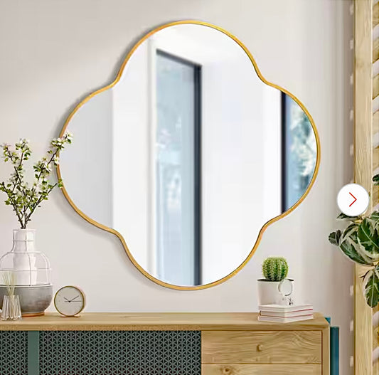 28"x28" scalloped gold mirror