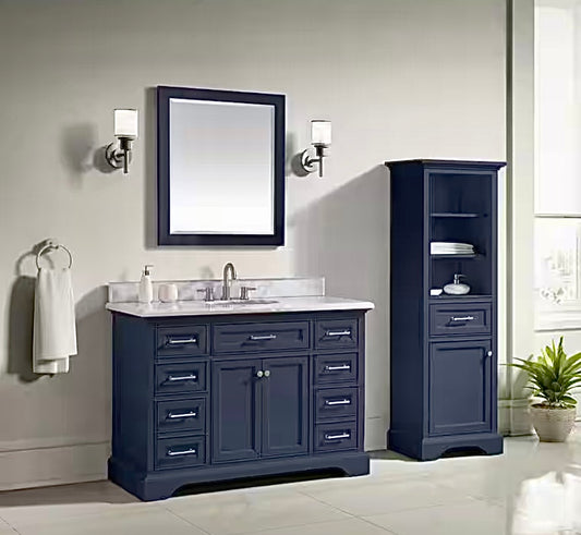 Windlowe 28"x32" wood navy mirror