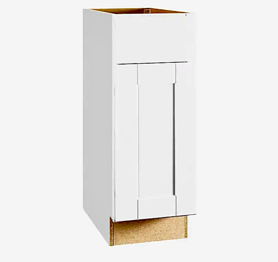 Hampton shaker 12" base cabinet in satin white