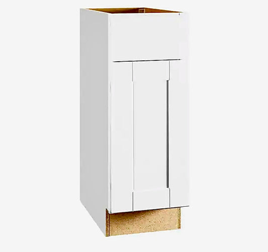 Hampton shaker 12" base cabinet in satin white