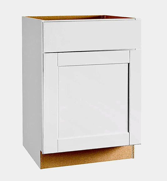 Hampton shaker 24" base cabinet in satin white