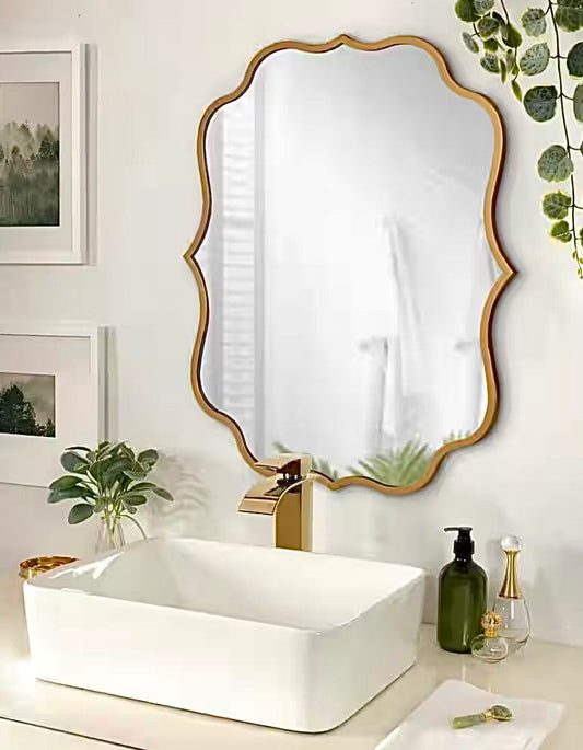 Higby 30.25"x24" gold scalloped mirror