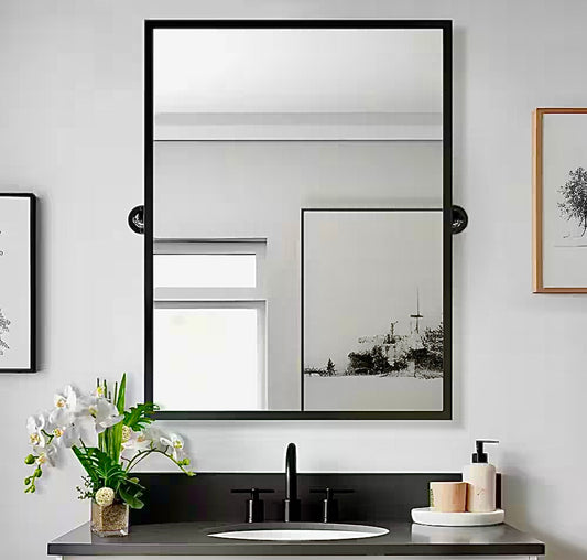 24"x36" rectangular black pivot mirror