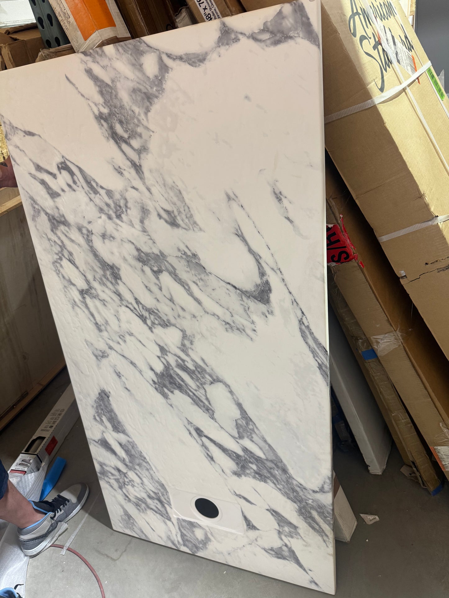 Castico 32x60 stone shower base reversible drain