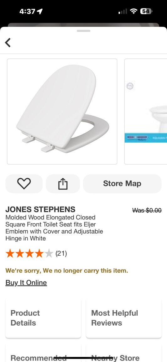 Jones stephens wood elongated toilet seat in white