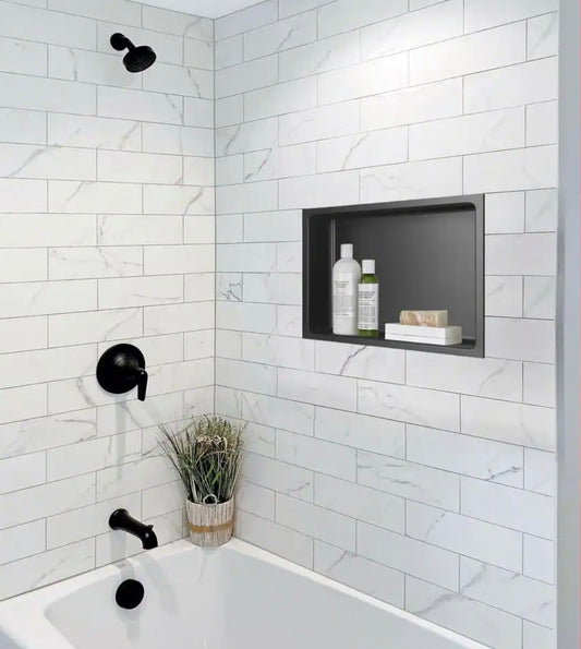 Shower wall niche matte black