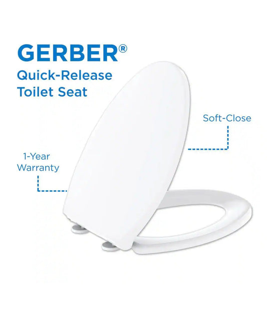Gerber elongated toilet seat in white