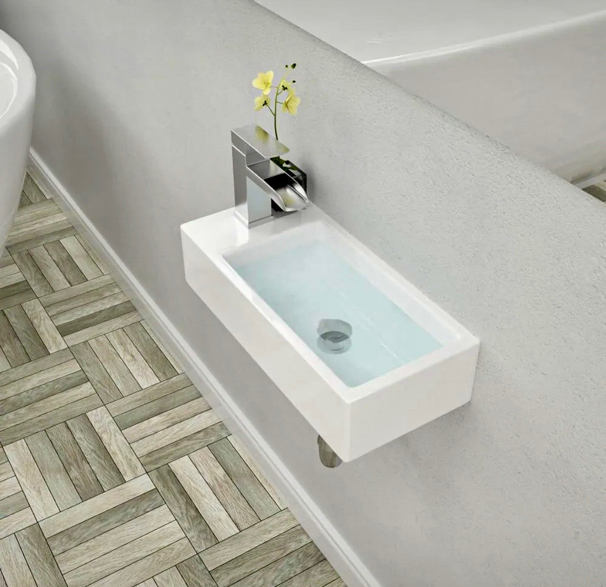 15" wall mount floating vessel sink