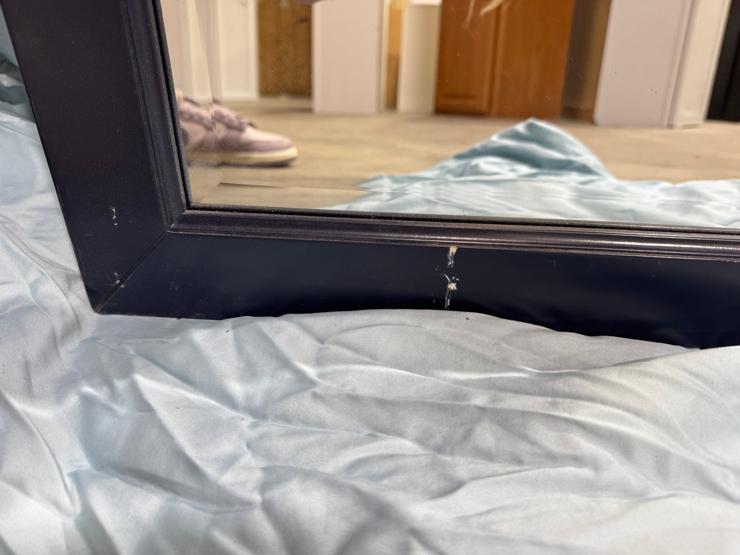 Windlowe 28"x32" wood navy mirror