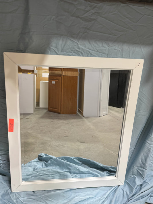 32"x28" white wood mirror