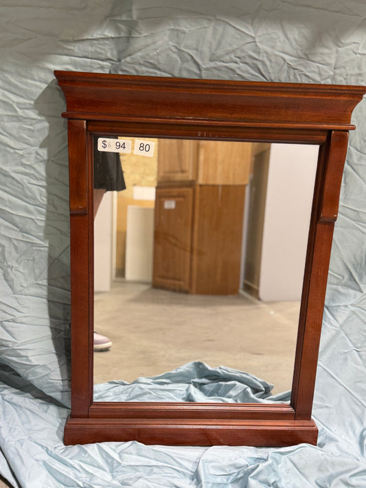 21"x32" rectangular cherry brown vanity mirror