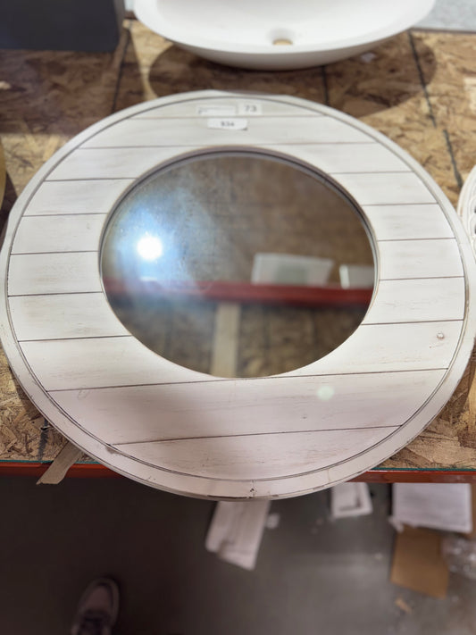 27" white round mirror