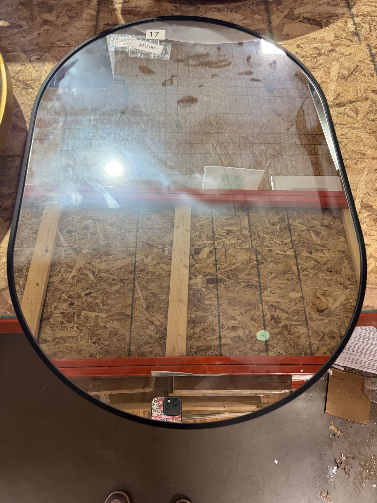 22"x32" Black oval mirror