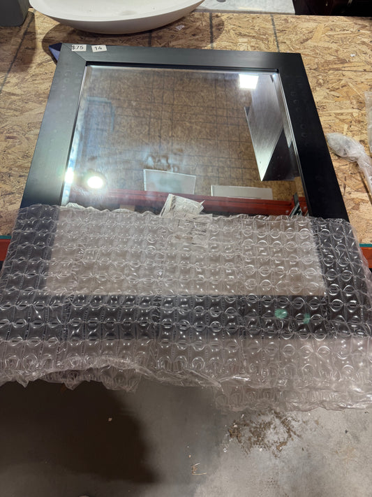 28"x34" dark brown wood mirror