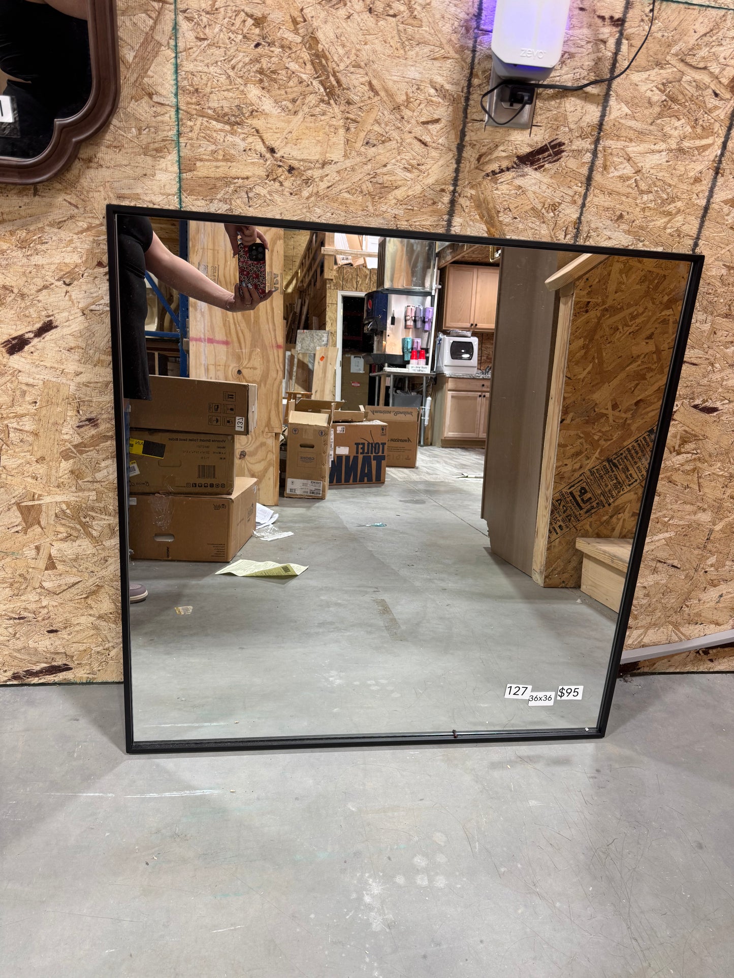 36"x36" black square mirror