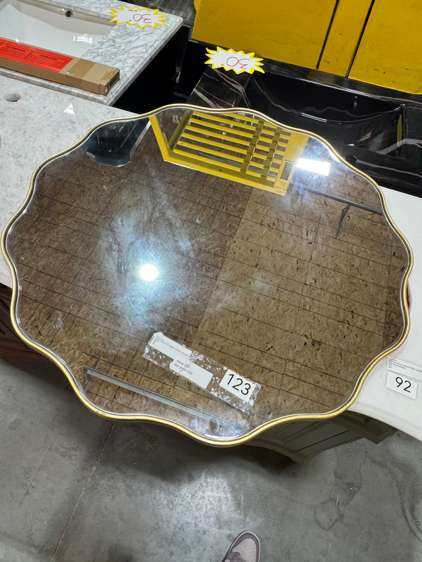 32" scalloped gold mirror
