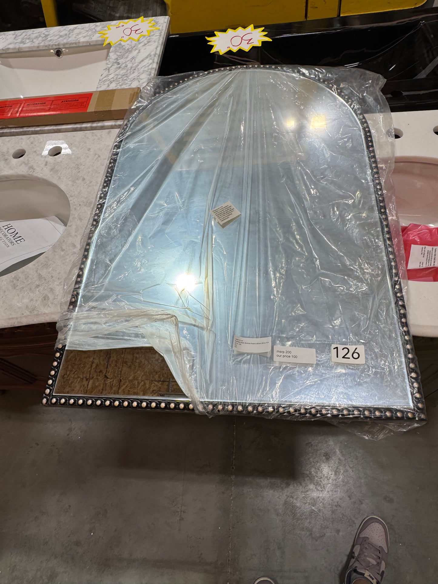 35"x24" Bronzed arched mirror