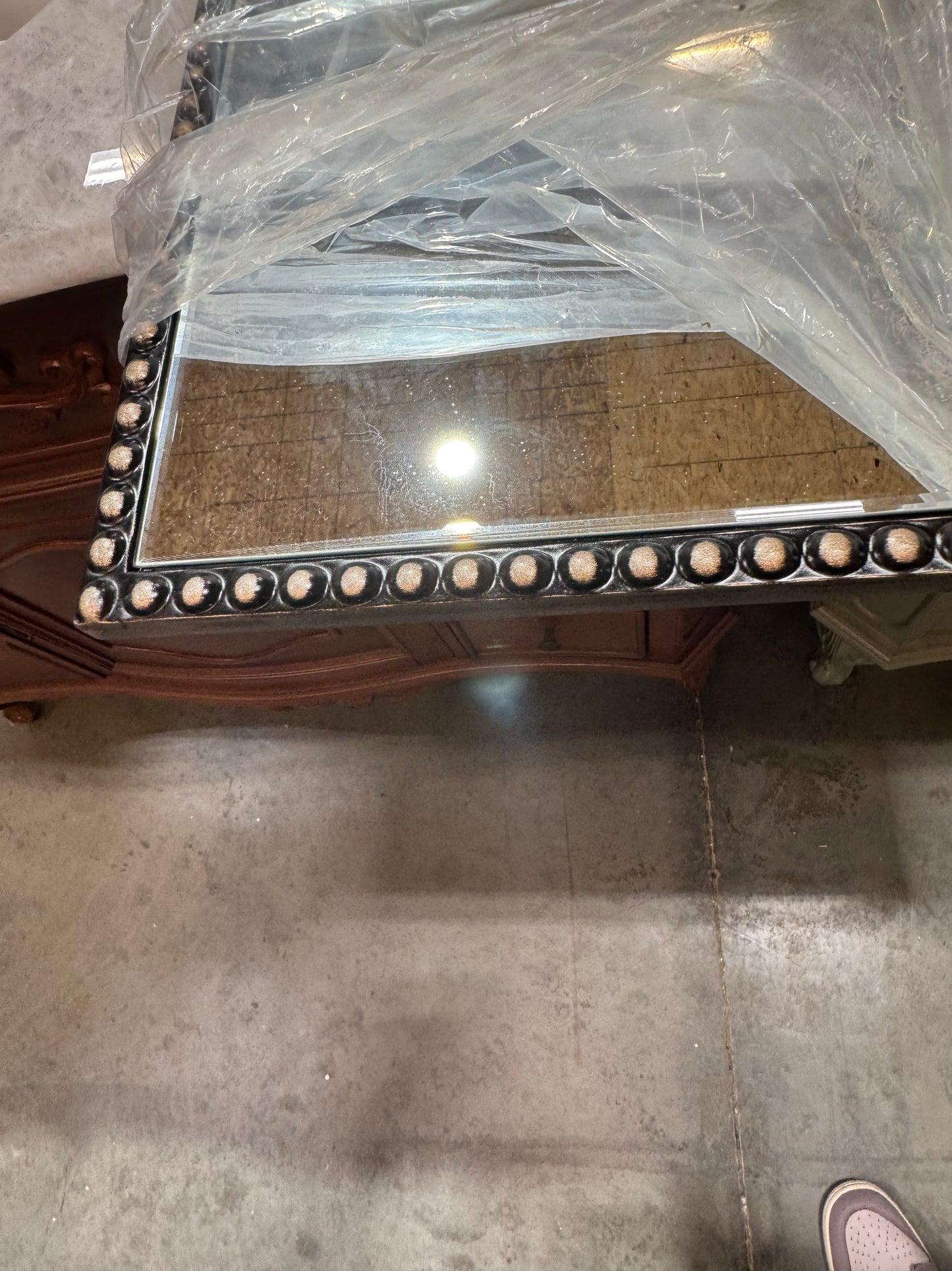 35"x24" Bronzed arched mirror