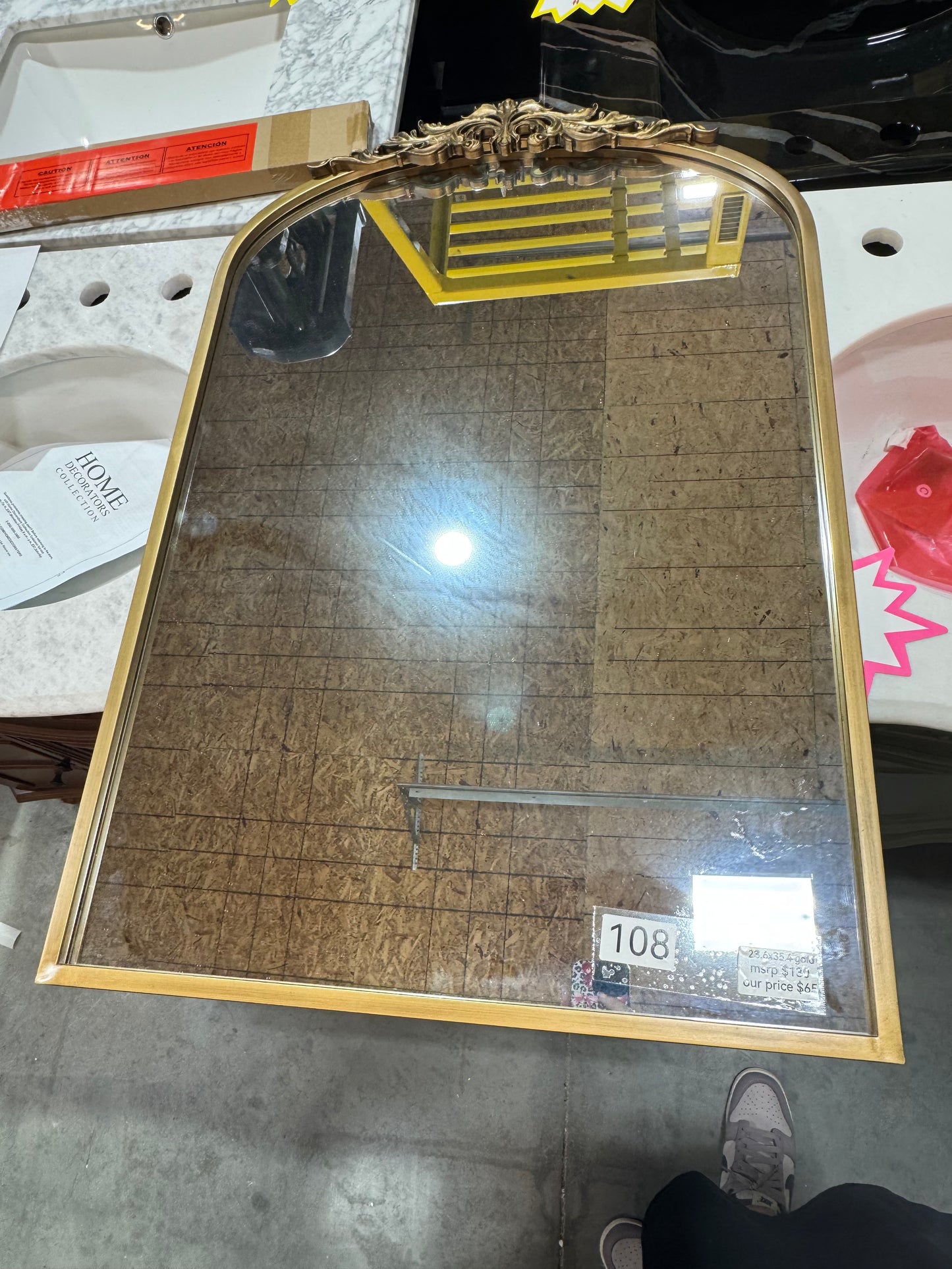 23.6"x35.4" arch antique gold mirror
